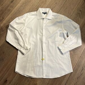 BLU BY POLIFRONI white button down dress shirt, size 17.5